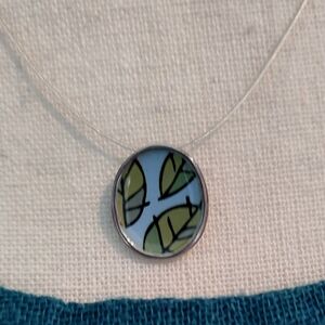 Mark Poulin Floral Pendant Necklace Sterling Silver And Enamel Whimsy NWT